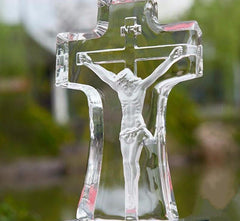 Crystal Glass Jesus Statue Cross