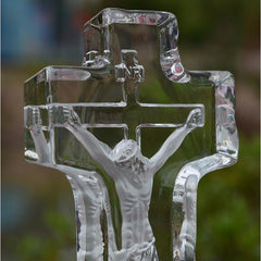 Crystal Glass Jesus Statue Cross