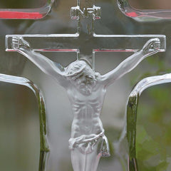 Crystal Glass Jesus Statue Cross