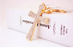 Rhinestone Cross Keychain