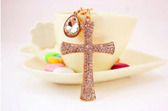 Rhinestone Cross Keychain