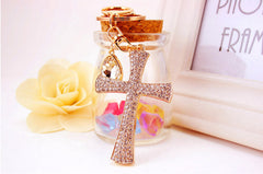 Rhinestone Cross Keychain