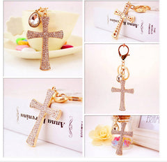 Rhinestone Cross Keychain