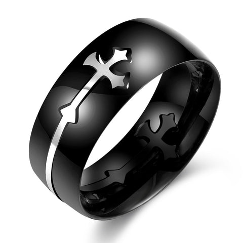 Stainless Steel Sideways Cross Ring