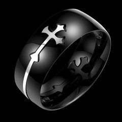 Stainless Steel Sideways Cross Ring