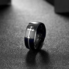 Stainless Steel Sideways Cross Ring