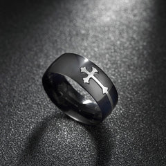 Stainless Steel Sideways Cross Ring