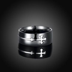 Stainless Steel Sideways Cross Ring