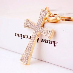 Rhinestone Cross Keychain