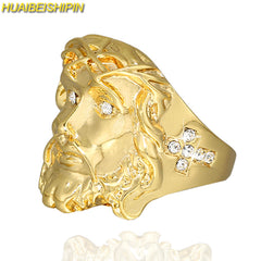 Crystal Cross Jesus Piece Rings
