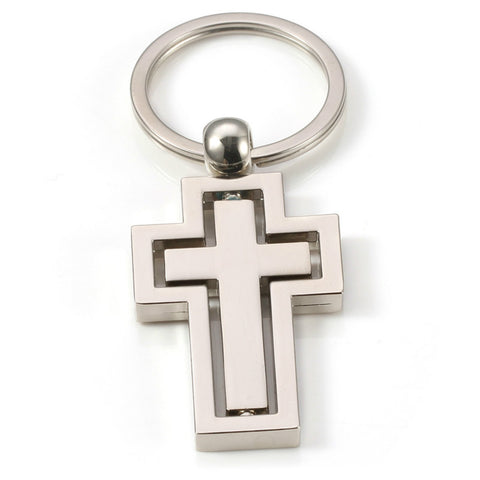 Rotatable Metal Keychain Cross