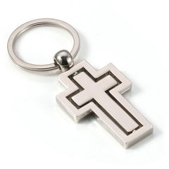 Rotatable Metal Keychain Cross